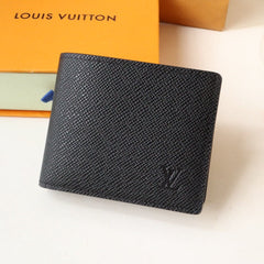 LV 25S SLENDER WALLET 11 IN BLACK TAIGA CALFSKIN