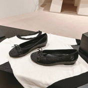 BALLET FLATS IN BLACK GLITTERED TULLE AND SATIN