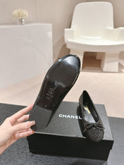BALLET FLATS IN BLACK GLITTERED TULLE AND SATIN