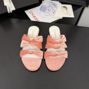 CC 25C Three Strap Mule Pink Velvet fabric 233561