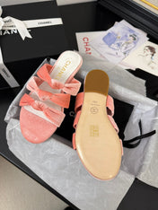 CC 25C Three Strap Mule Pink Velvet fabric 233561