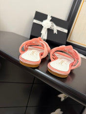 CC 25C Three Strap Mule Pink Velvet fabric 233561