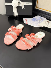 CC 25C Three Strap Mule Pink Velvet fabric 233561