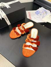 CC 25C Three Strap Mule Pumpkin Velvet fabric 233560