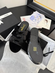 CC 25C Three Strap Mule Black Velvet fabric 233559