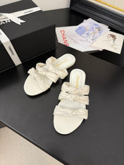 CC 25C Three Strap Mule White Lambskin 233558