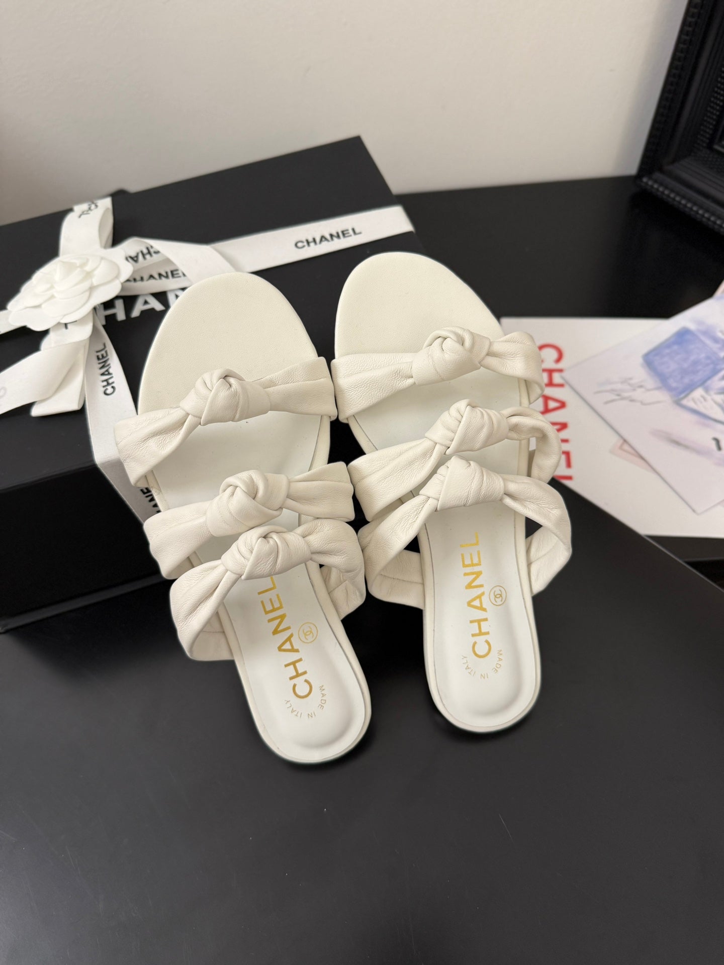 CC 25C Three Strap Mule White Lambskin 233558