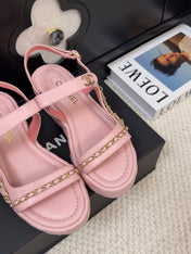 THICK-SOLED SANDALS 55 MM IN LIGHT PINK CALFSKIN