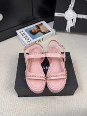 THICK-SOLED SANDALS 55 MM IN LIGHT PINK CALFSKIN