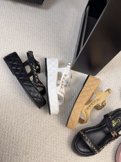 THICK-SOLED SANDALS 55 MM IN SAND YELLOW CALFSKIN