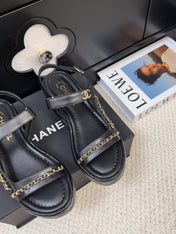 THICK-SOLED SANDALS 55 MM IN BLACK CALFSKIN