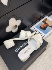 CC 25C Mule Sandal 45mm Open Heel White Lambskin 233495