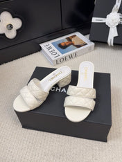 CC 25C Mule Sandal 45mm Open Heel White Lambskin 233495