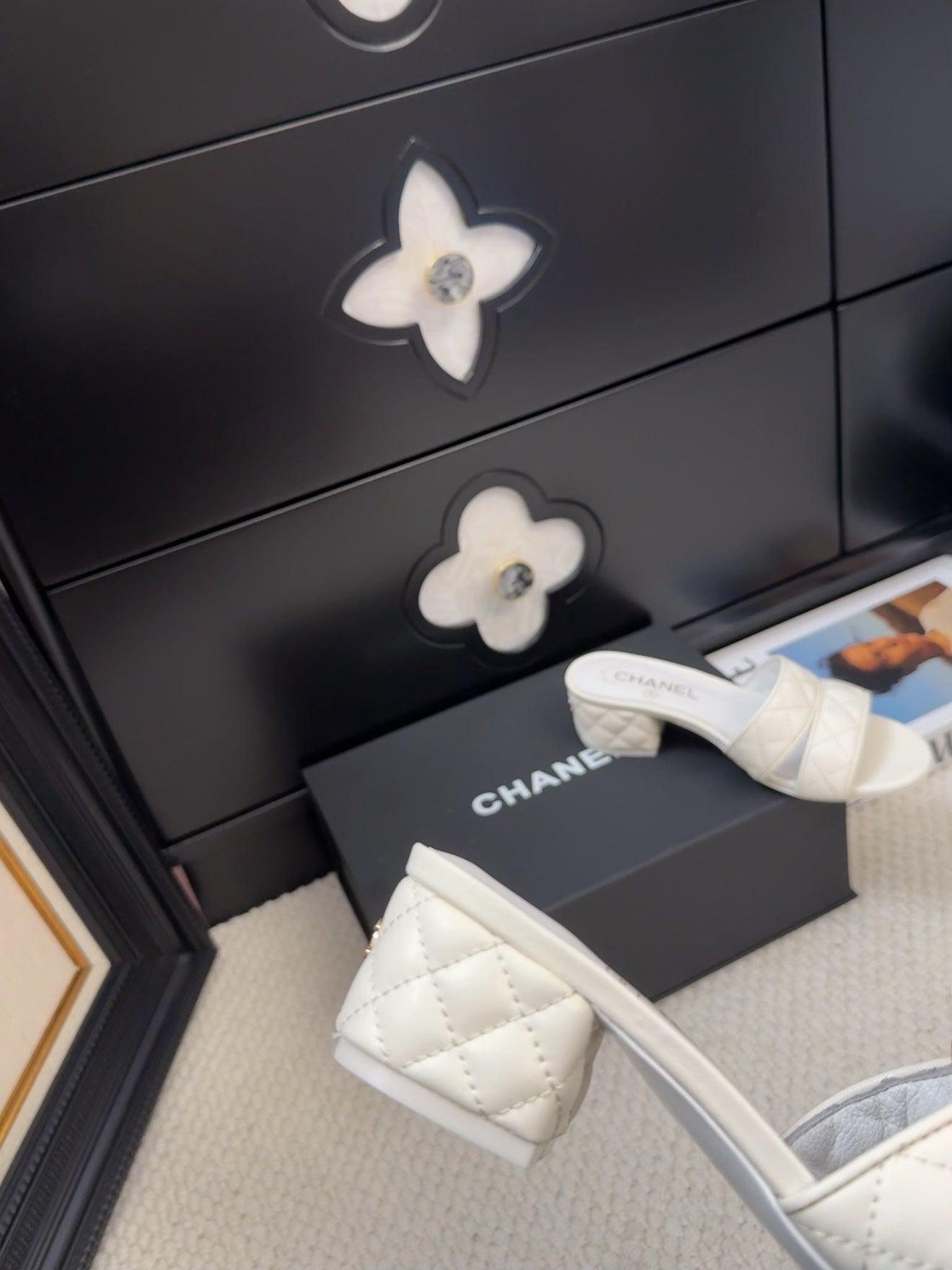 CC 25C Mule Sandal 45mm Open Heel White Lambskin 233495