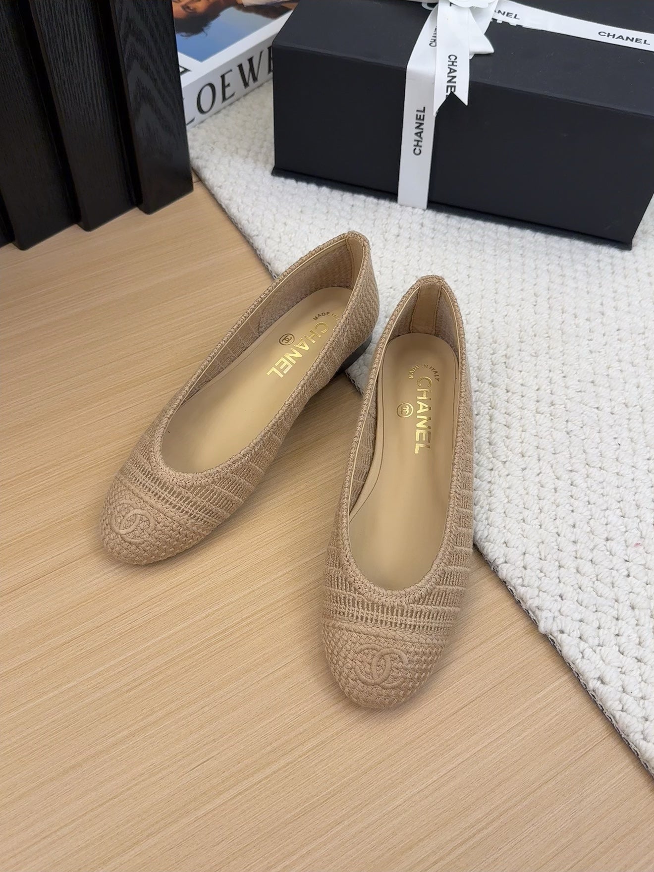 CC 25 Ballet Flat Beige Raffia