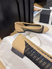 CC 25 Ballet Flat Beige Black Raffia
