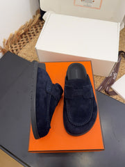 HM 25S MULE IN DARK SLATE BLUE SUEDE