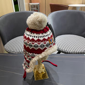 PLUSH EARMUFFS HAT IN COLORFUL WOOL AND RABBIT FUR 408169