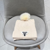 SET SCARF AND HAT IN BISQUE BEIGE CASHMERE AND RABBIT FUR 433245