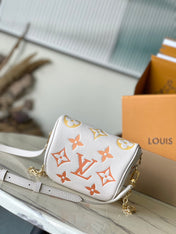 MINI BUMBAG 17 IN WHITE ORANGE MONOGRAM EMPREINTE LEATHER GOLD HARDWARE