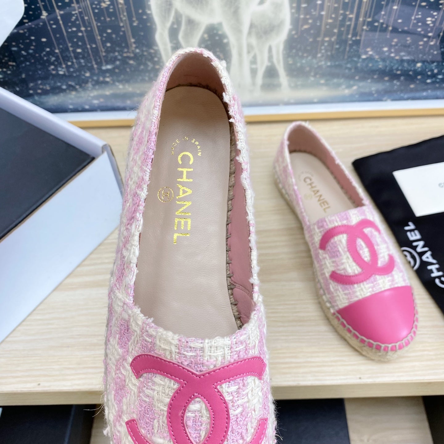 CC ESPADRILLES PLATFORM IN PINK TWEED