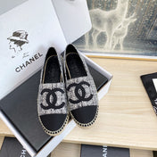 CC ESPADRILLES PLATFORM IN WHITE MIX BLACK TWEED