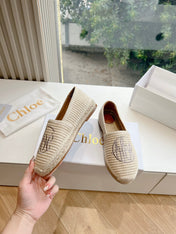 CHLOÉ WOVEN LOAFER IN BEIGE RAFFIA