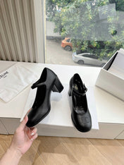 HIGH MARY JANE SHOES IN BLACK CALFSKIN