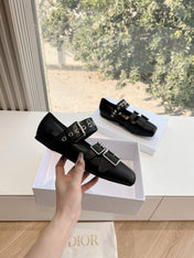 PUNK BALLET FLAT IN BLACK SUPPLE CALFSKIN