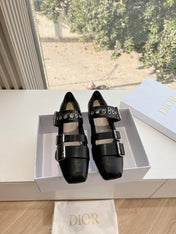 PUNK BALLET FLAT IN BLACK SUPPLE CALFSKIN