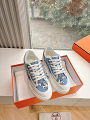 GET SNEAKER IN WHITE MIX CERULEAN BLUE MAXI CANVAS AND CALFSKIN