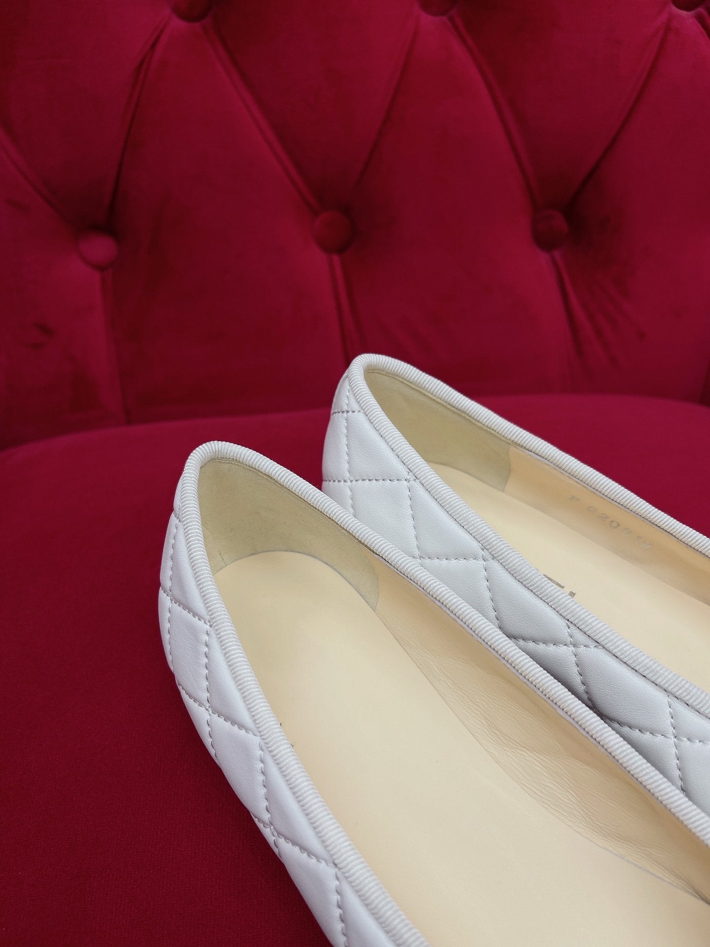 ballet flat black white quilted lambskin