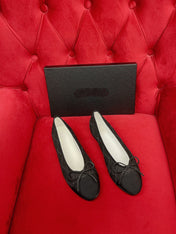 ballet flat black denim grosgrain