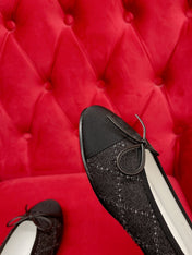 ballet flat black denim grosgrain