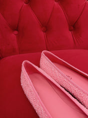 ballet flat pink black tweed grosgrain