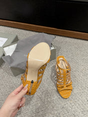 HIGH SANDAL 10 CM IN TIGER ORANGE CALFSKIN