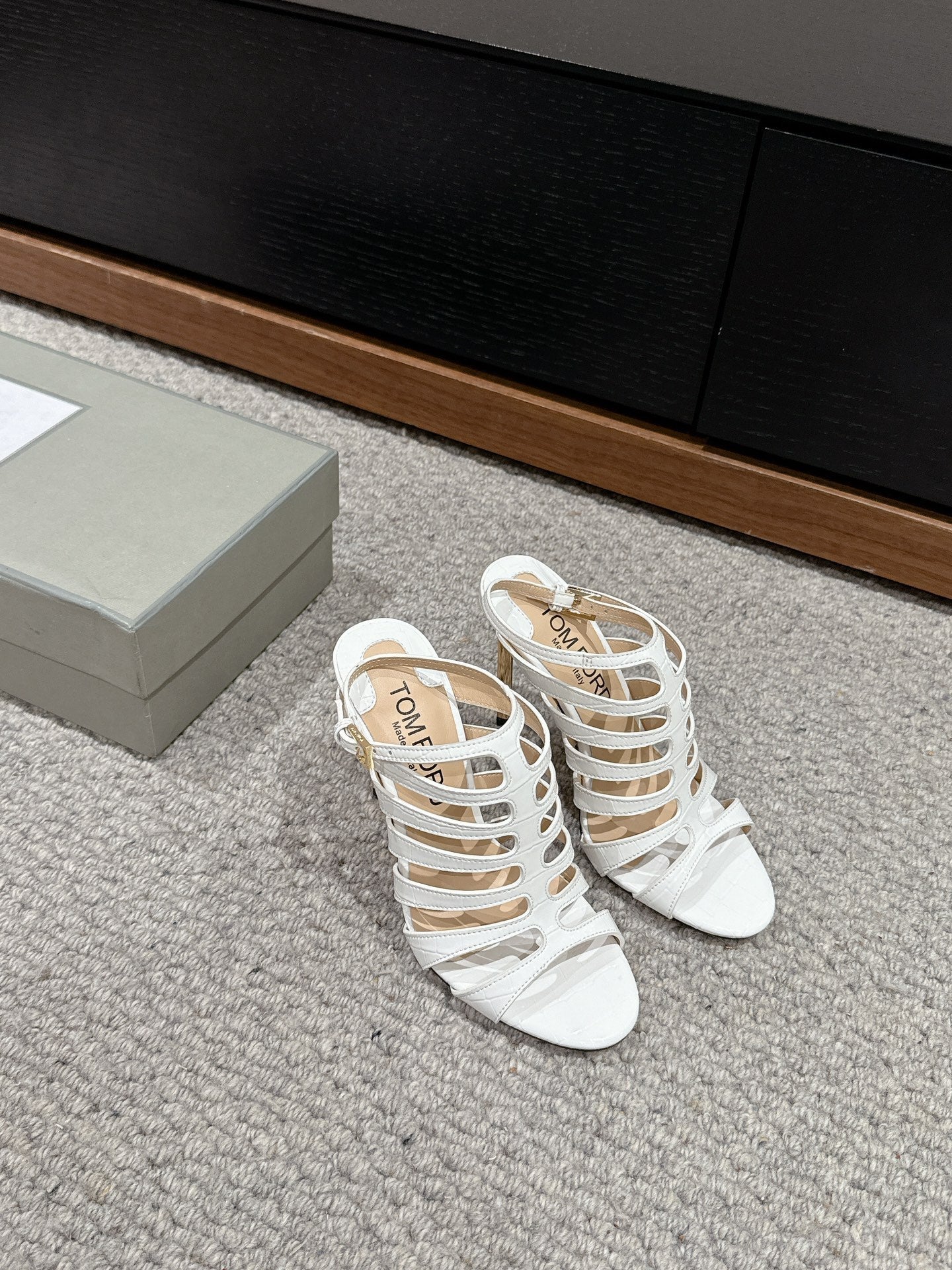 HIGH SANDAL 10 CM IN WHITE CALFSKIN