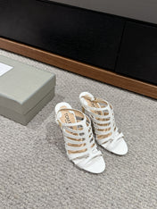 HIGH SANDAL 10 CM IN WHITE CALFSKIN