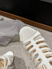 HIGH SANDAL 10 CM IN WHITE CALFSKIN