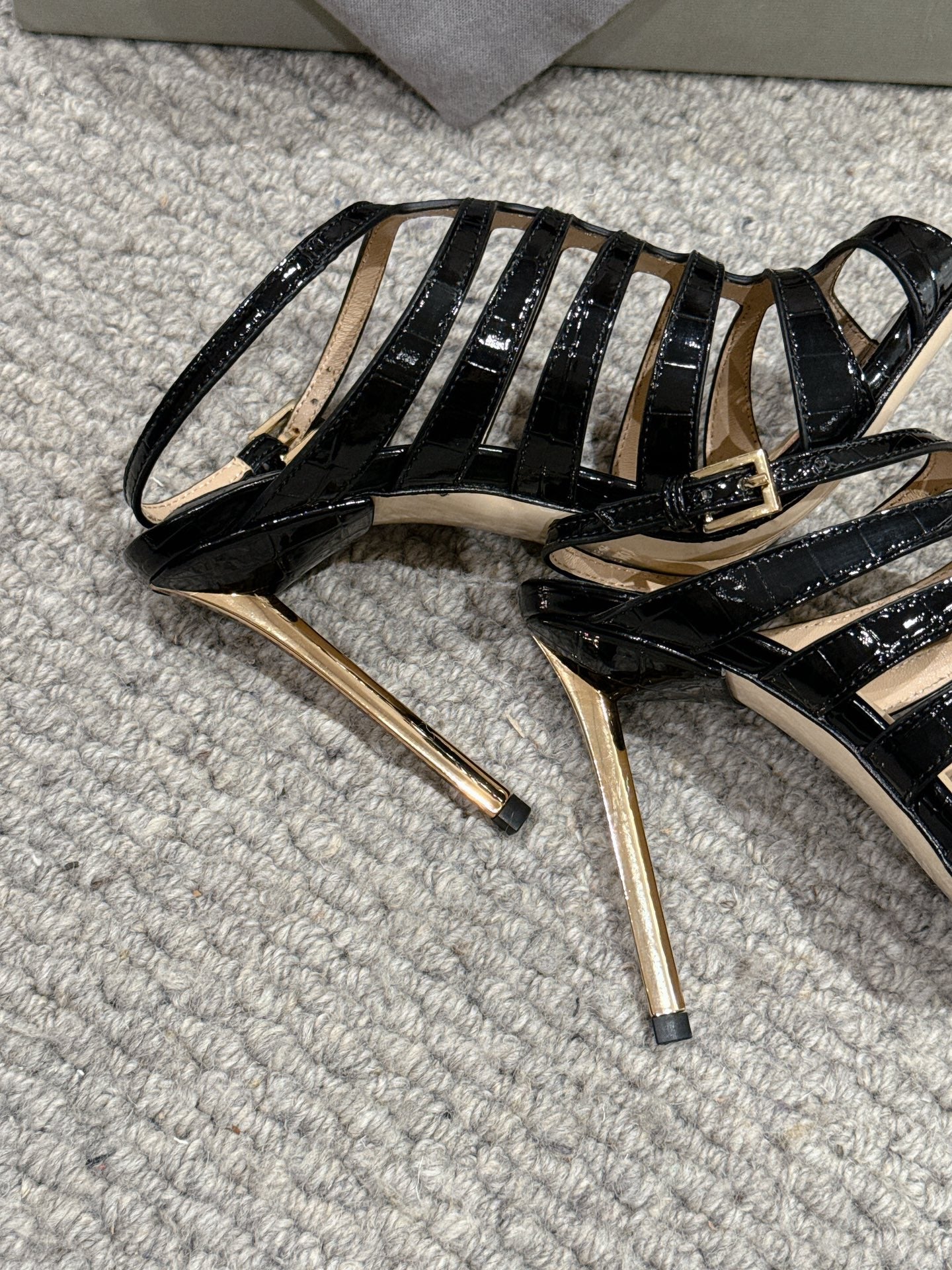 HIGH SANDAL 10 CM IN BLACK CALFSKIN