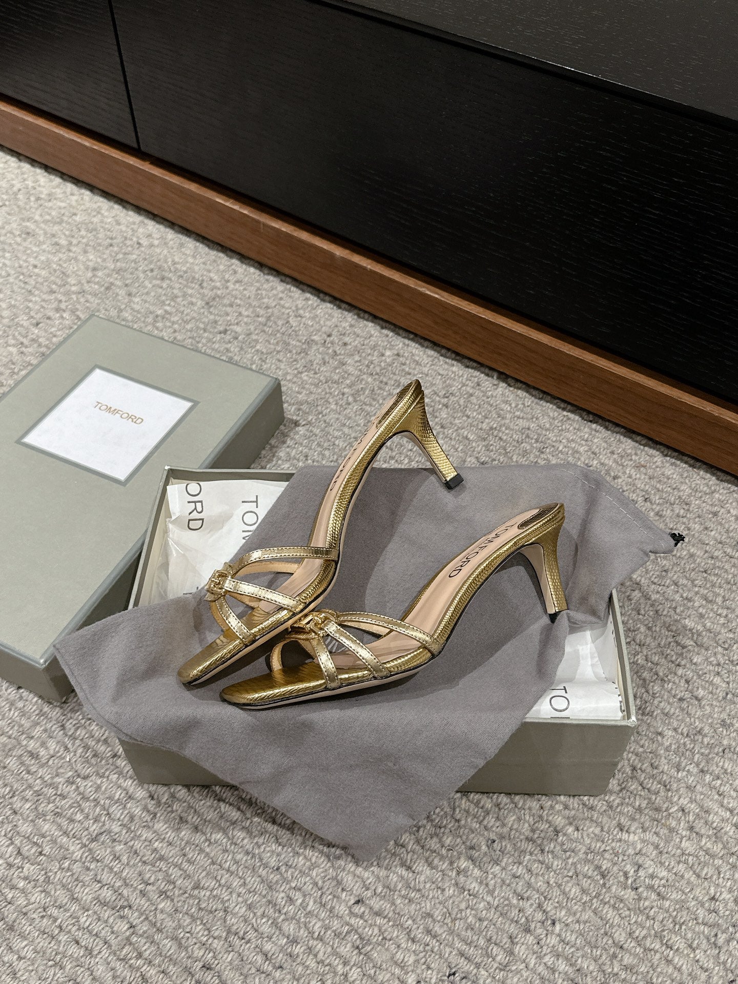 WHITNEY HIGH 6 CM MULE IN GOLD CROCODILE LEATHER