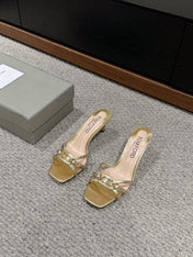 WHITNEY HIGH 6 CM MULE IN GOLD CROCODILE LEATHER