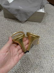 WHITNEY HIGH 6 CM MULE IN GOLD CROCODILE LEATHER