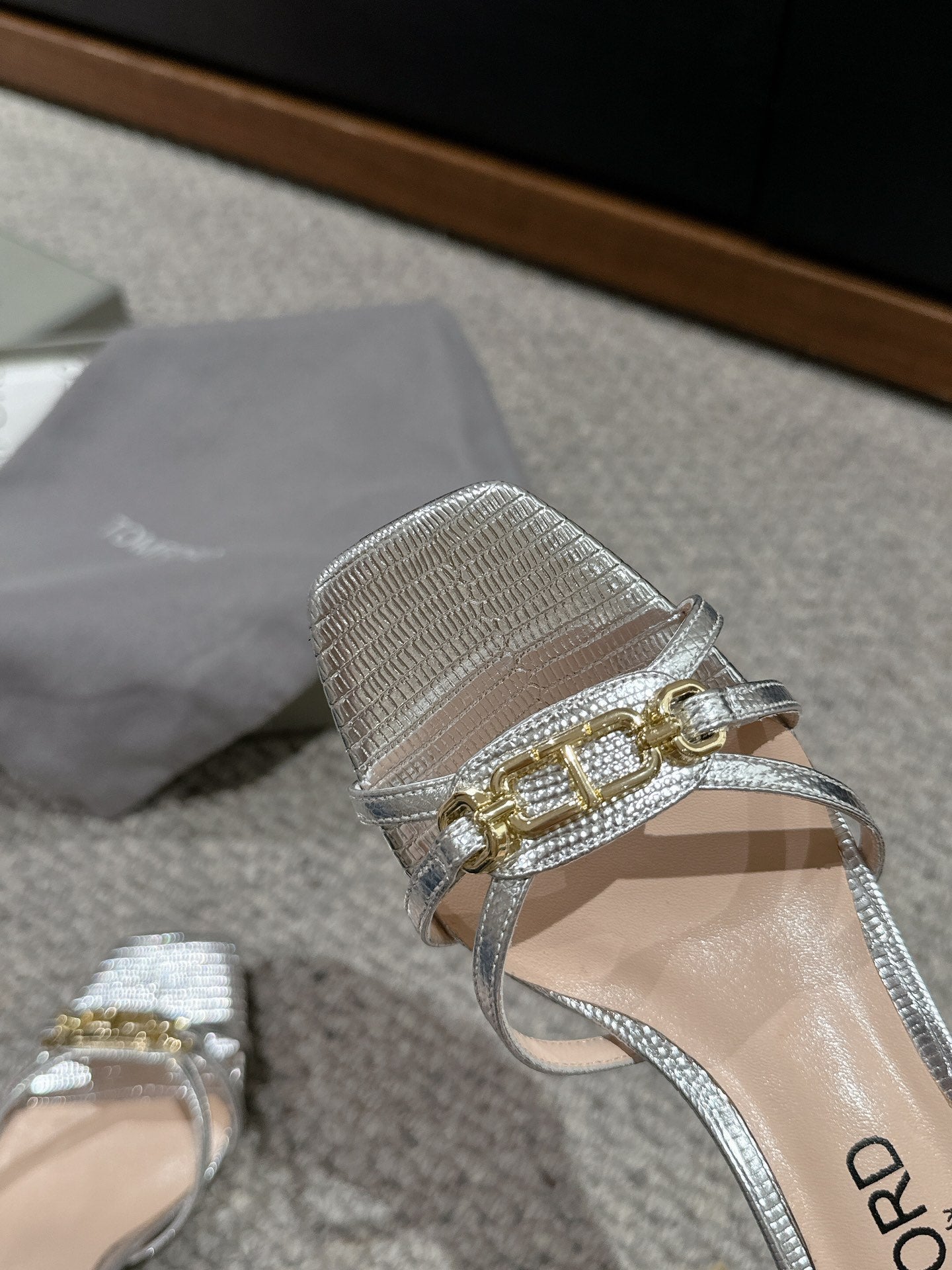 WHITNEY HIGH 6 CM MULE IN SILVER CROCODILE LEATHER