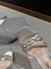 WHITNEY HIGH 6 CM MULE IN SILVER CROCODILE LEATHER