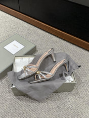 WHITNEY HIGH 6 CM MULE IN SILVER CROCODILE LEATHER