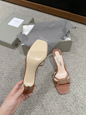 WHITNEY HIGH 6 CM MULE IN RED BROWN CROCODILE LEATHER