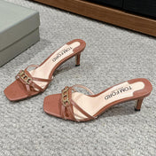 WHITNEY HIGH 6 CM MULE IN RED BROWN CROCODILE LEATHER