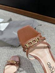 WHITNEY HIGH 6 CM MULE IN RED BROWN CROCODILE LEATHER