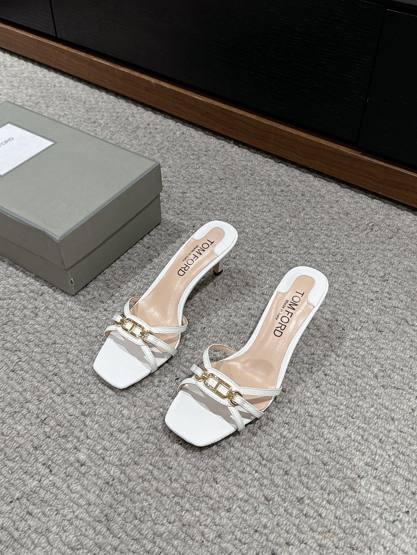 WHITNEY HIGH 6 CM MULE IN WHITE CROCODILE LEATHER